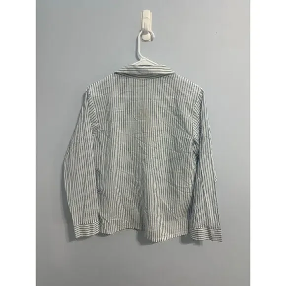 Eberjey NWT Cotton Striped Pajama Top Longsleeve Blue White Sz XS Women - Picture 4 of 8